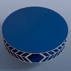 Modern Low Design Coffee Table Blue or Burgundy with Ring - Lok Viadurini