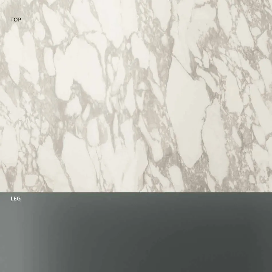 Round Coffee Table with Ceramic Top and Smoked Glass Legs - Random Viadurini