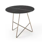 Round Coffee Table in Luxury Marble Effect Metal and Glass - Magali Viadurini