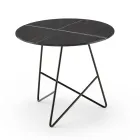 Round Coffee Table in Luxury Marble Effect Metal and Glass - Magali Viadurini