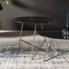 Round Coffee Table in Luxury Marble Effect Metal and Glass - Magali Viadurini