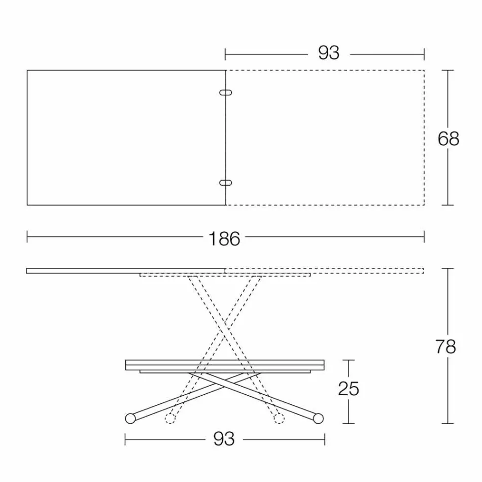 Modern Transformable Coffee Table in Wood and Metal Made in Italy - Gabri Viadurini