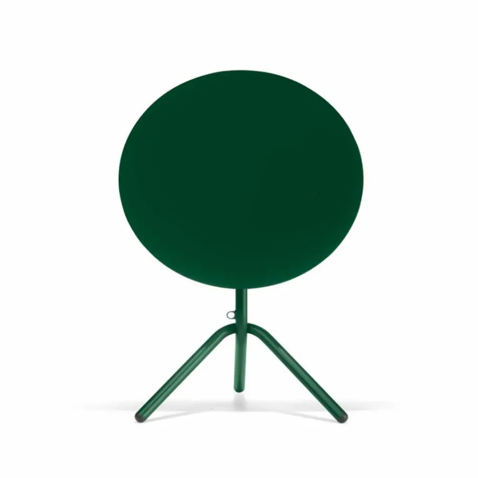 Round Outdoor Metal and Sheet Metal Table Made in Italy - Alberic Viadurini