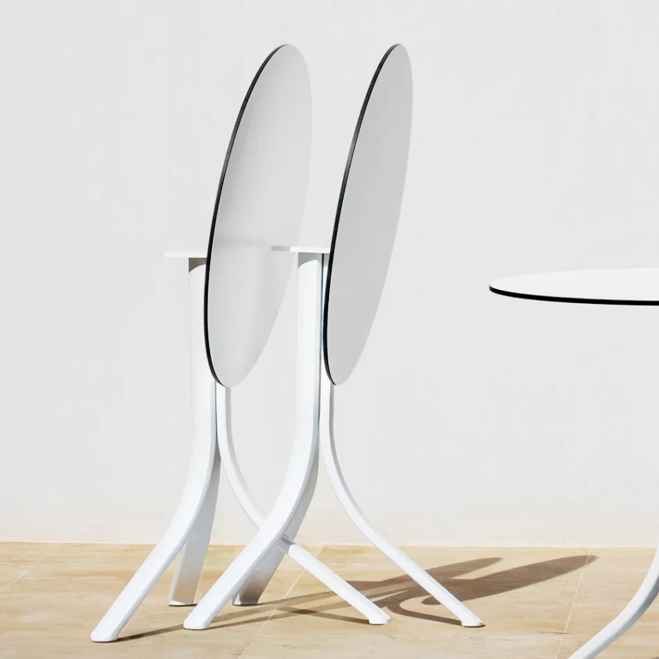 Round Reclining Outdoor Coffee Table with 3 Legs in Aluminum 2 Colors - Filomena Viadurini