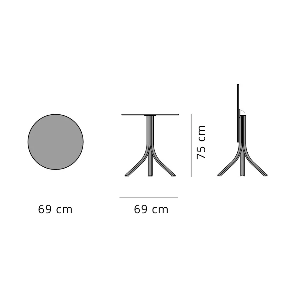 Round Reclining Outdoor Coffee Table with 3 Legs in Aluminum 2 Colors - Filomena Viadurini