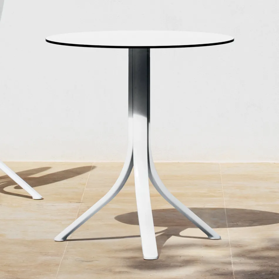 Round Reclining Outdoor Coffee Table with 3 Legs in Aluminum 2 Colors - Filomena Viadurini