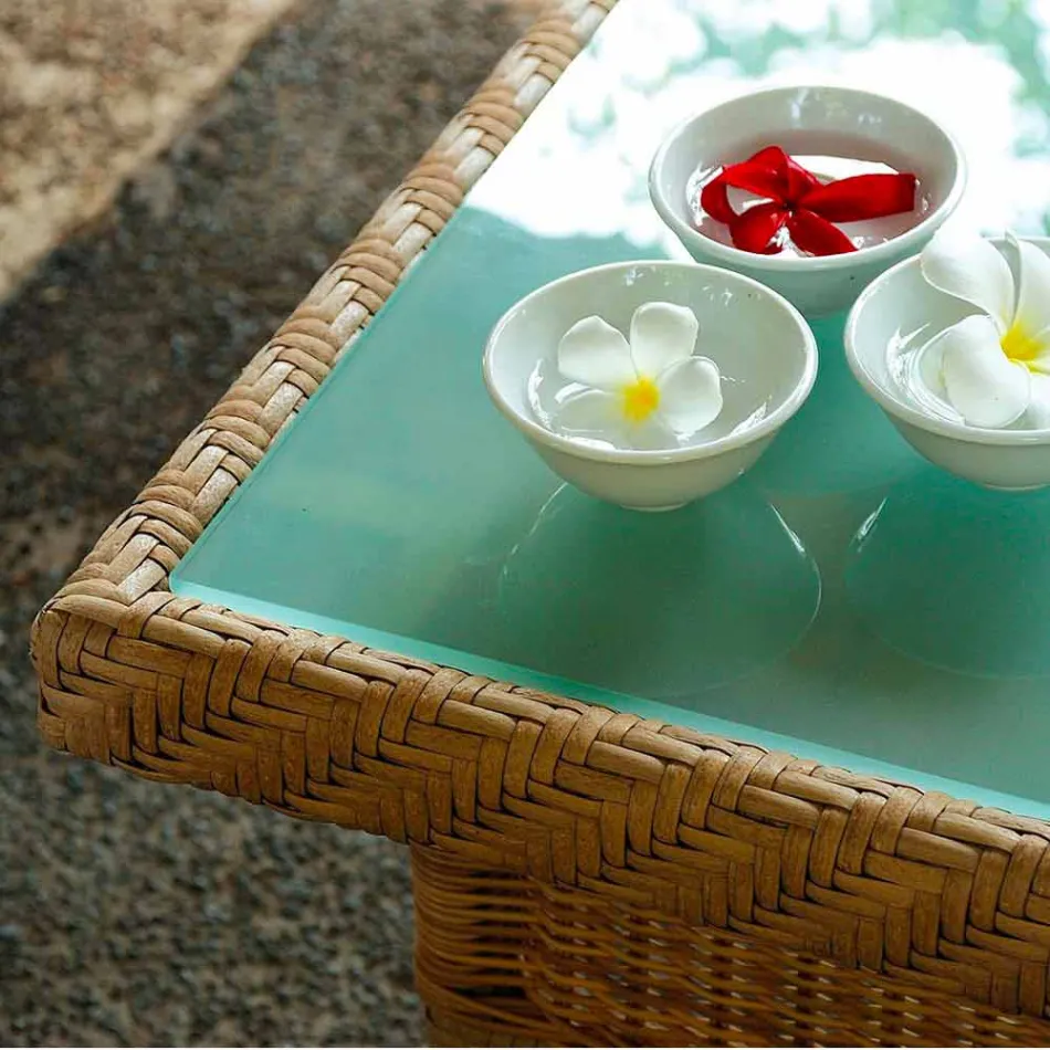 Coffee Garden 56x56 cm hand-woven polyethylene Chad Viadurini