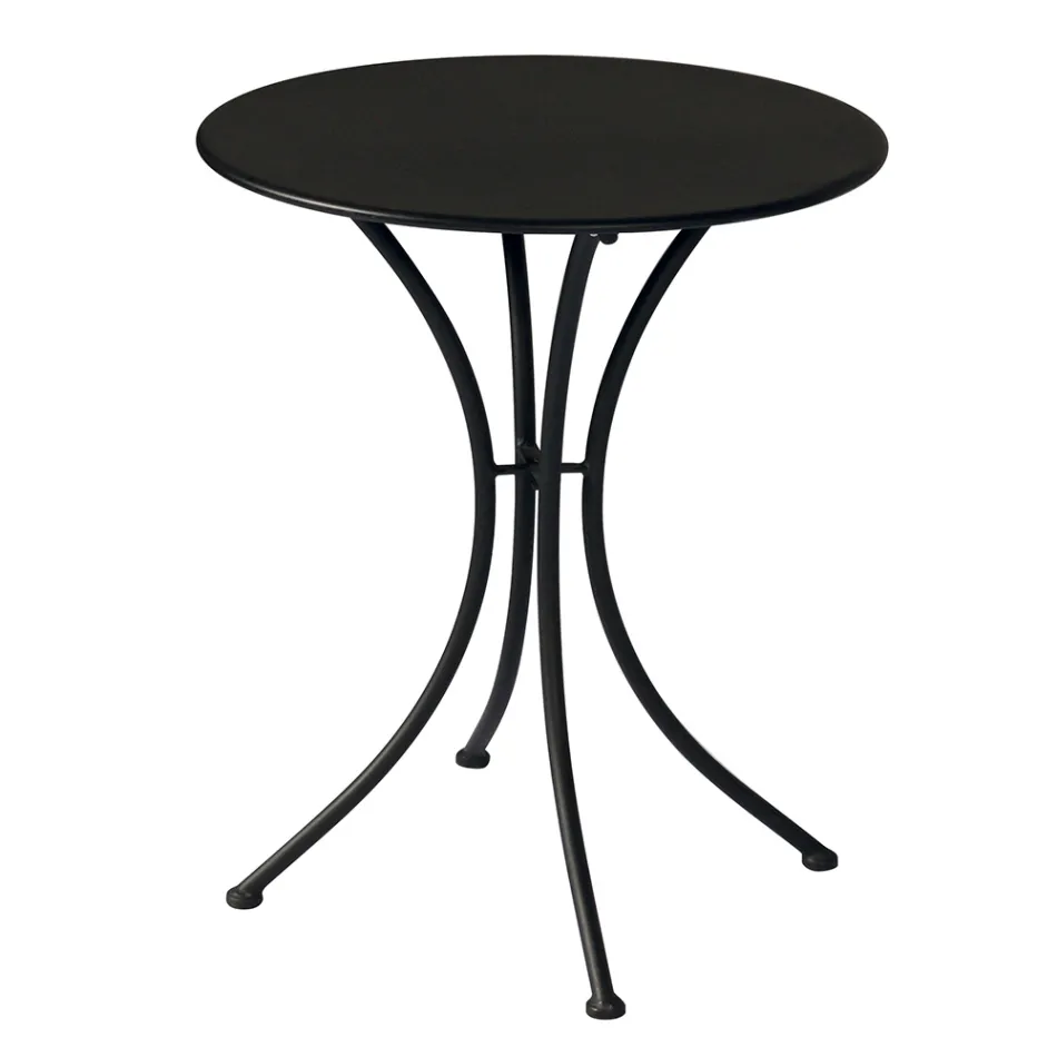 Garden Coffee Table in Black Painted Iron with Round Top - Gendron Viadurini