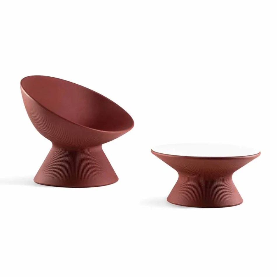 Garden Coffee Table in Polyethylene with HPL Top Made in Italy - Desmond Viadurini