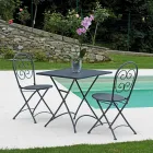 Folding Square Garden Coffee Table in Anthracite Gray Iron - Zoubiba Viadurini