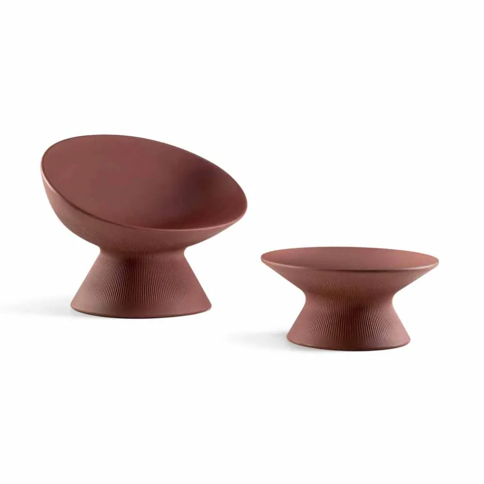 Round Garden Coffee Table in Colored Polyethylene Made in Italy - Desmond Viadurini