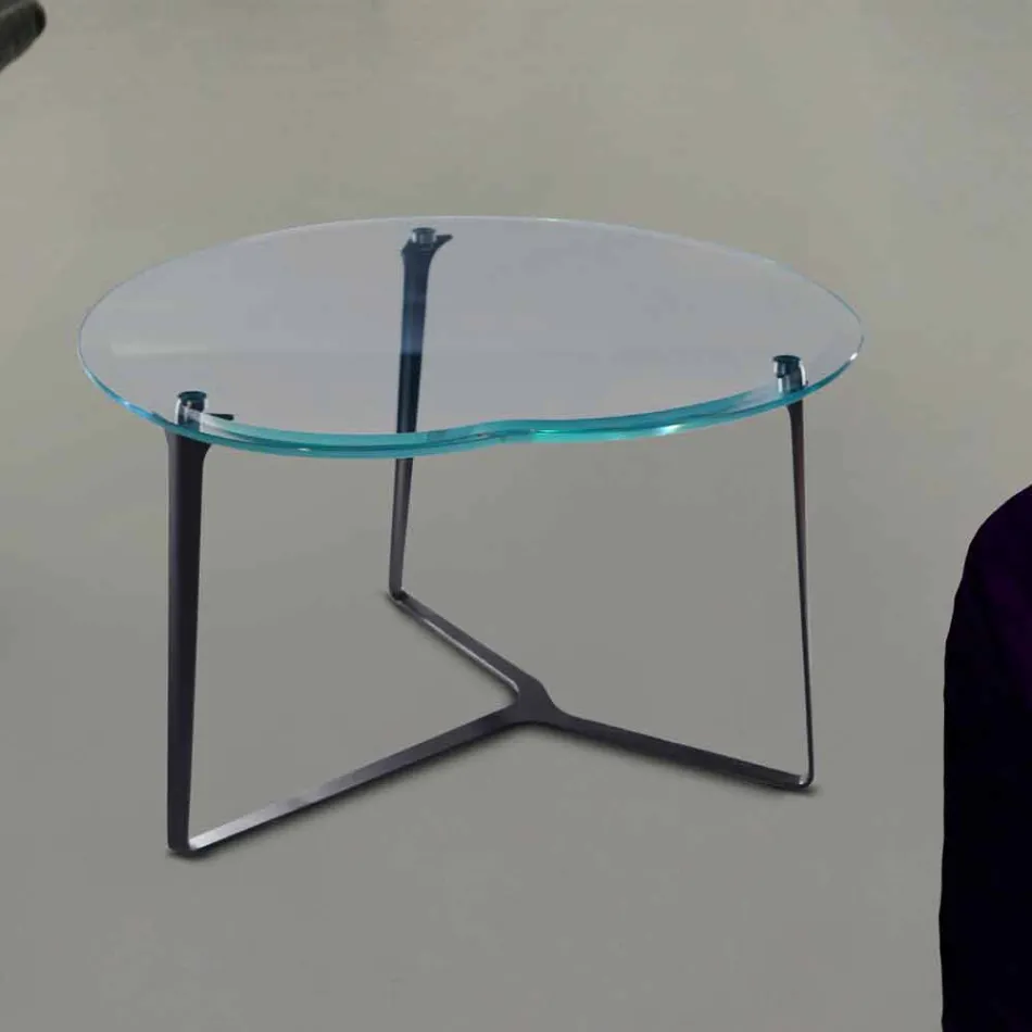 Artisan Coffee Table in Glass and Steel Made in Italy - Alicante Viadurini