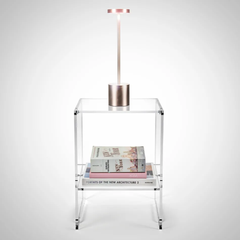 Coffee Table with 1 Shelf in Transparent Plexiglass Made in Italy - Mulan Viadurini