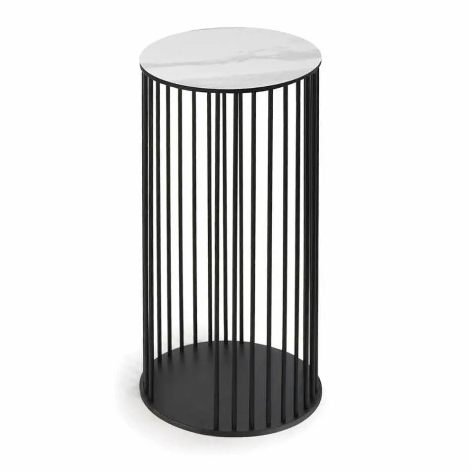 Coffee Table with Round Ceramic Top Made in Italy - Montebianco Viadurini