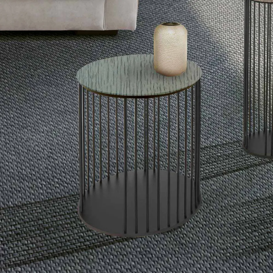 Coffee Table with Round Wooden Top Made in Italy - Montebianco Viadurini