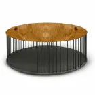 Coffee Table with Round Wooden Top Made in Italy - Montebianco Viadurini