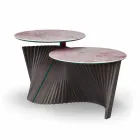 Design Coffee Table with 2 Round Tops in Gres Made in Italy - Stockholm Viadurini
