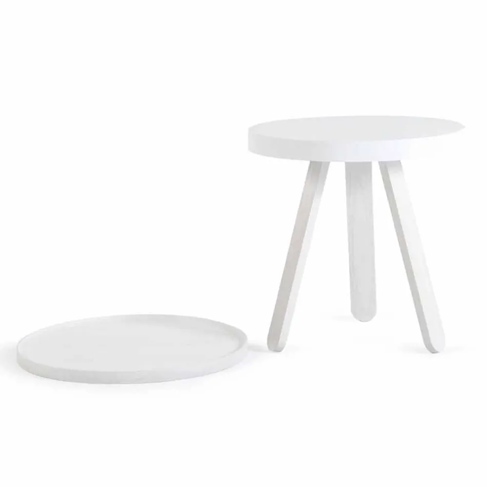 Design Coffee Table with Round Top and Solid Wood Legs - Salerno Viadurini