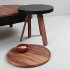 Design Coffee Table with Round Top and Solid Wood Legs - Salerno Viadurini