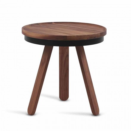 Design Coffee Table with Round Top and Solid Wood Legs - Salerno Viadurini
