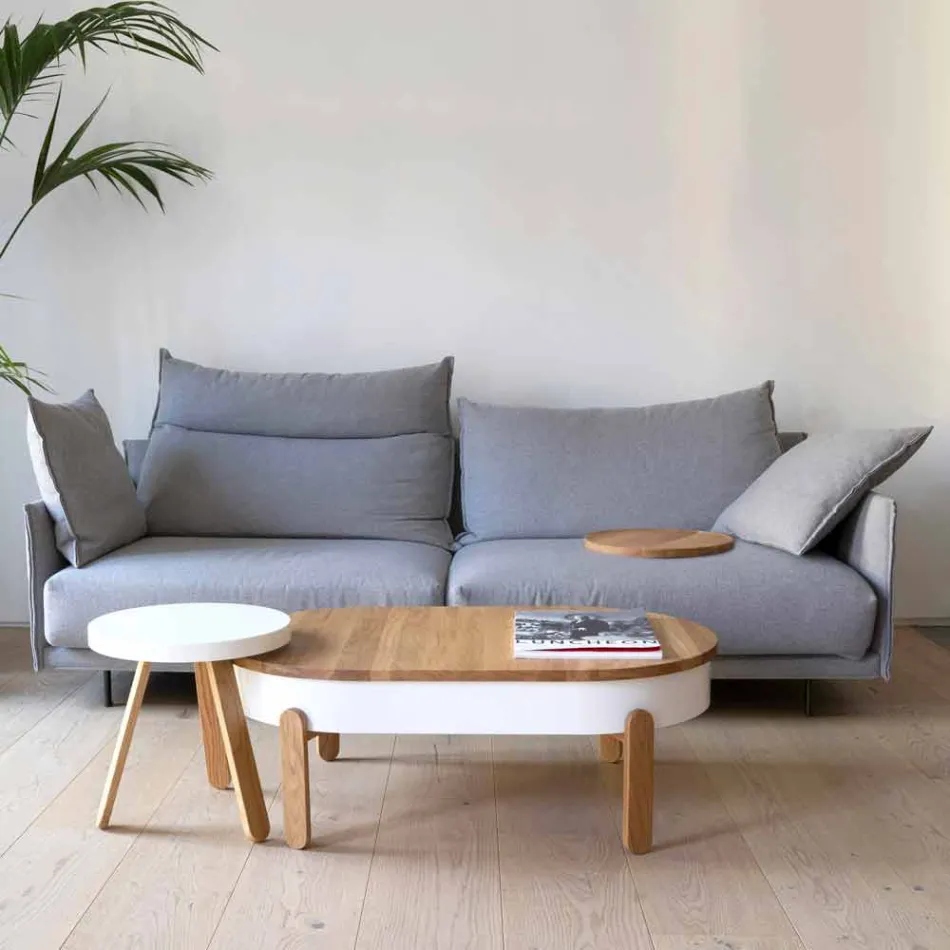 Design Coffee Table in Solid Wood and Lacquered Metal - Salerno Viadurini