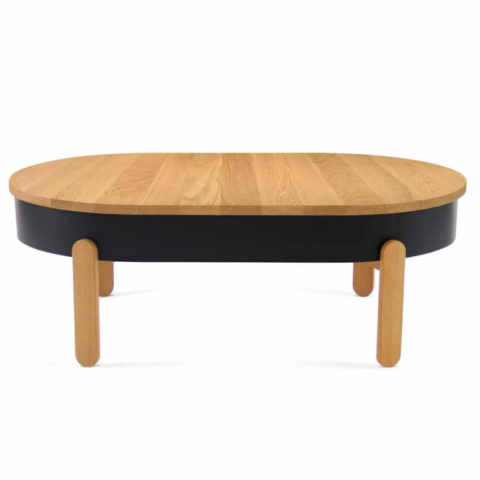 Design Coffee Table in Solid Wood and Lacquered Metal - Salerno Viadurini