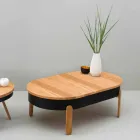 Design Coffee Table in Solid Wood and Lacquered Metal - Salerno Viadurini
