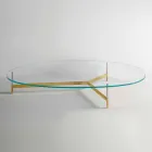 Design Coffee Table in Glass with Metal Base Made in Italy - Cinci Viadurini
