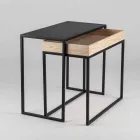 Steel Coffee Table with Ash Tray Made in Italy - Lace Viadurini