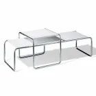 Coffee Table in Chromed Steel with Laminated Top Made in Italy - Ariete Viadurini