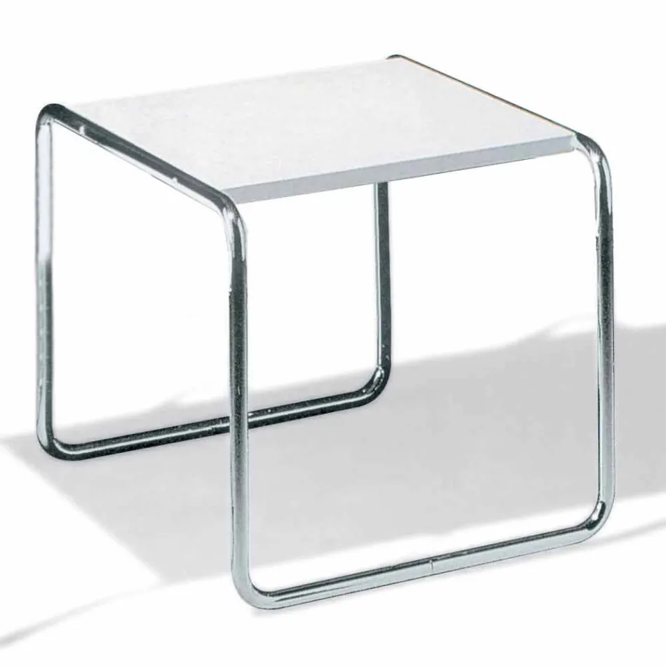 Coffee Table in Chromed Steel with Laminated Top Made in Italy - Ariete Viadurini