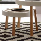 Small table in beech wood with white polypropylene top Pineto Viadurini