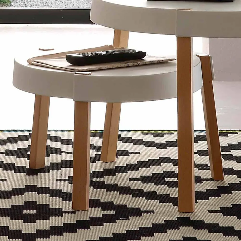 Small table in beech wood with white polypropylene top Pineto Viadurini