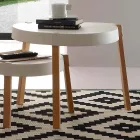Small table in beech wood with white polypropylene top Pineto Viadurini