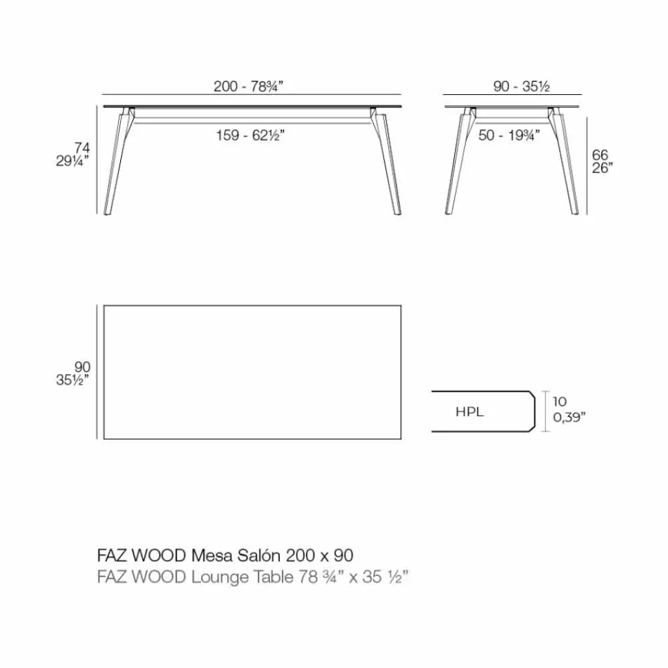 Coffee Table in White or Black Laminate in 2 Sizes - Faz Wood by Vondom Viadurini