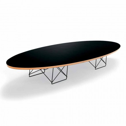 Coffee Table in Black Laminate and Lacquered Steel Made in Italy - Persefone Viadurini