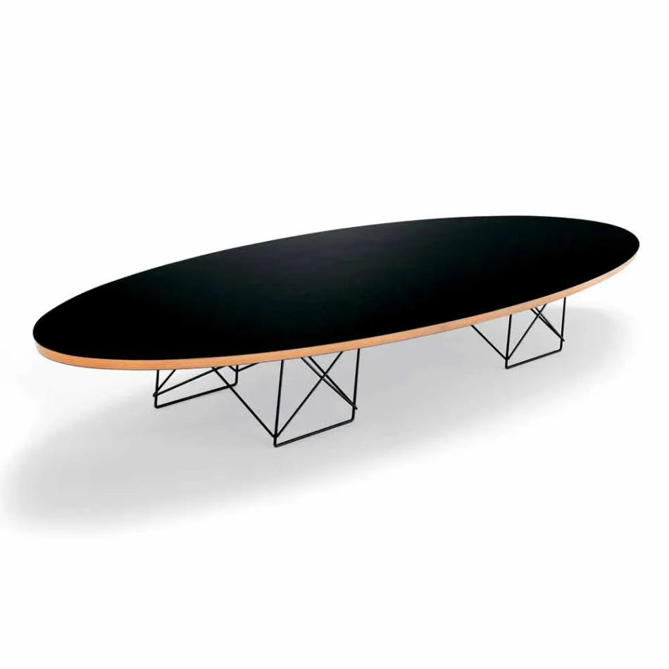 Coffee Table in Black Laminate and Lacquered Steel Made in Italy - Persefone Viadurini