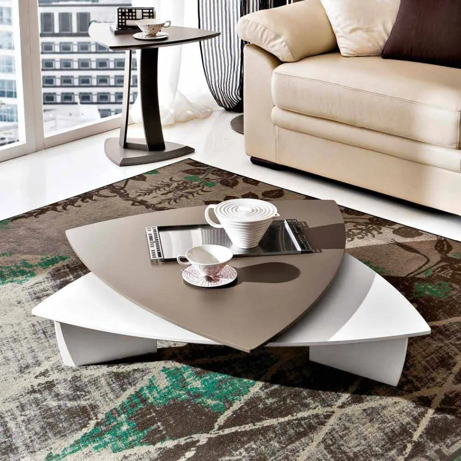 Coffee Table in Lacquered Mdf with Swivel Top Made in Italy - Lisa Viadurini