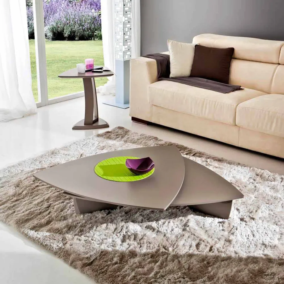 Coffee Table in Lacquered Mdf with Swivel Top Made in Italy - Lisa Viadurini