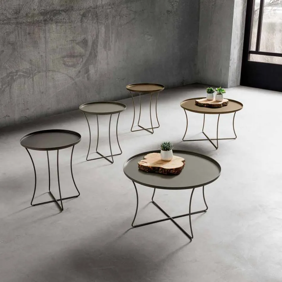 Metal Coffee Table with Container Tray Made in Italy - Numbo Viadurini