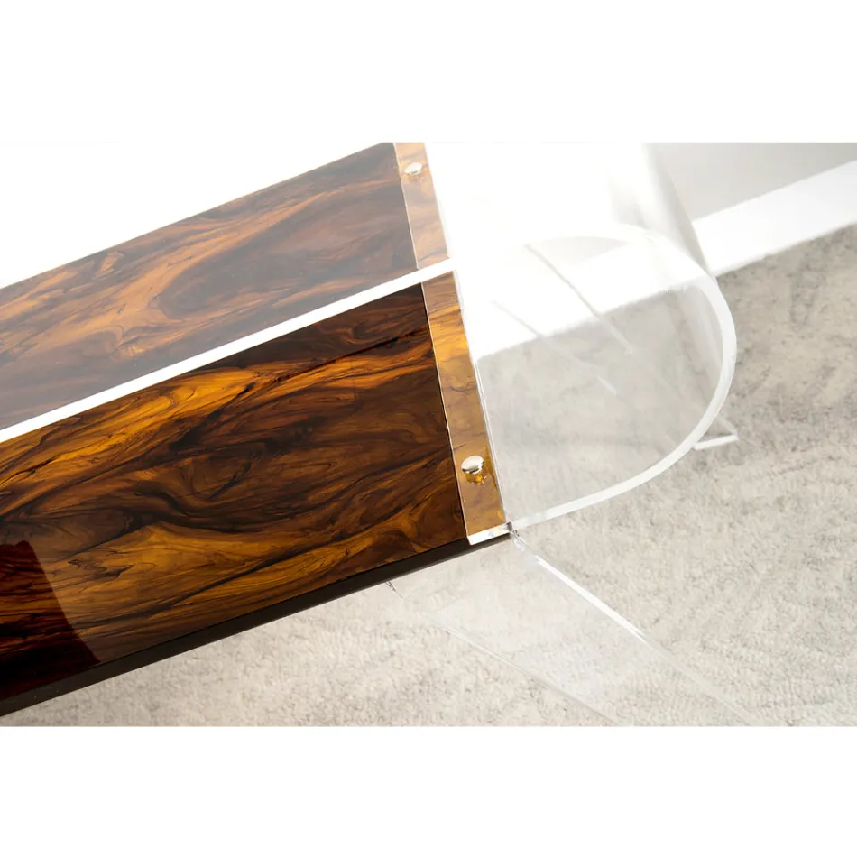 Coffee Table in Transparent Plexiglass or with Design Wood - Plaster Viadurini