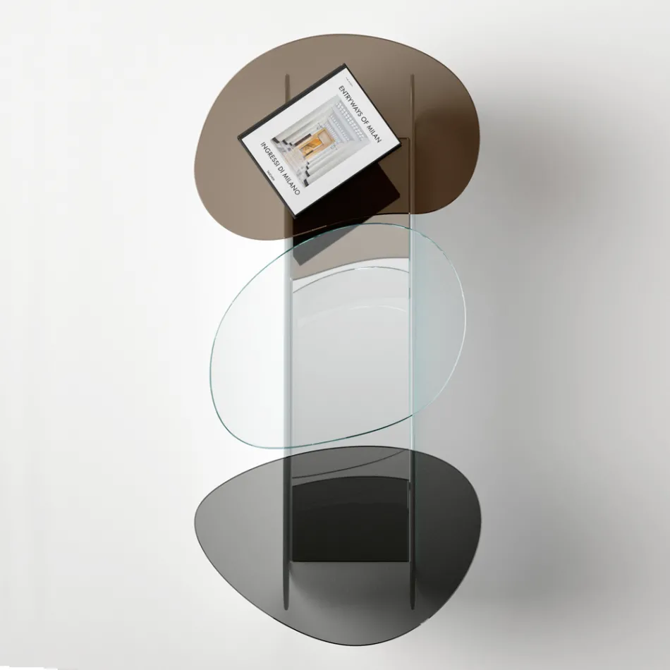 Glass Coffee Table with 3 Colored Shaped Tops - Dapy Viadurini