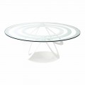 Coffee Table in Glass and White Iron or Slate Made in Italy - Olfeo