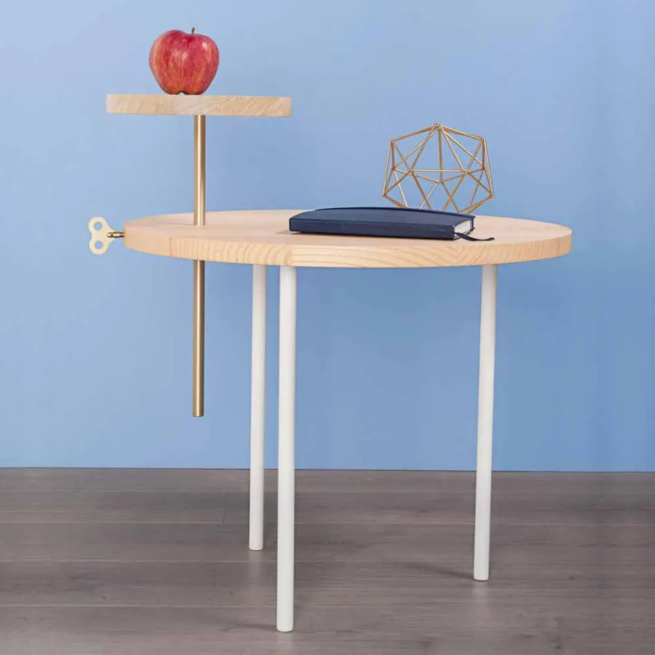 Modern Coffee Table with Round Ash Top Made in Italy - Velino Viadurini