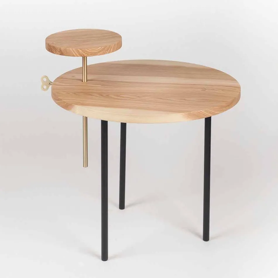 Modern Coffee Table with Round Ash Top Made in Italy - Velino Viadurini