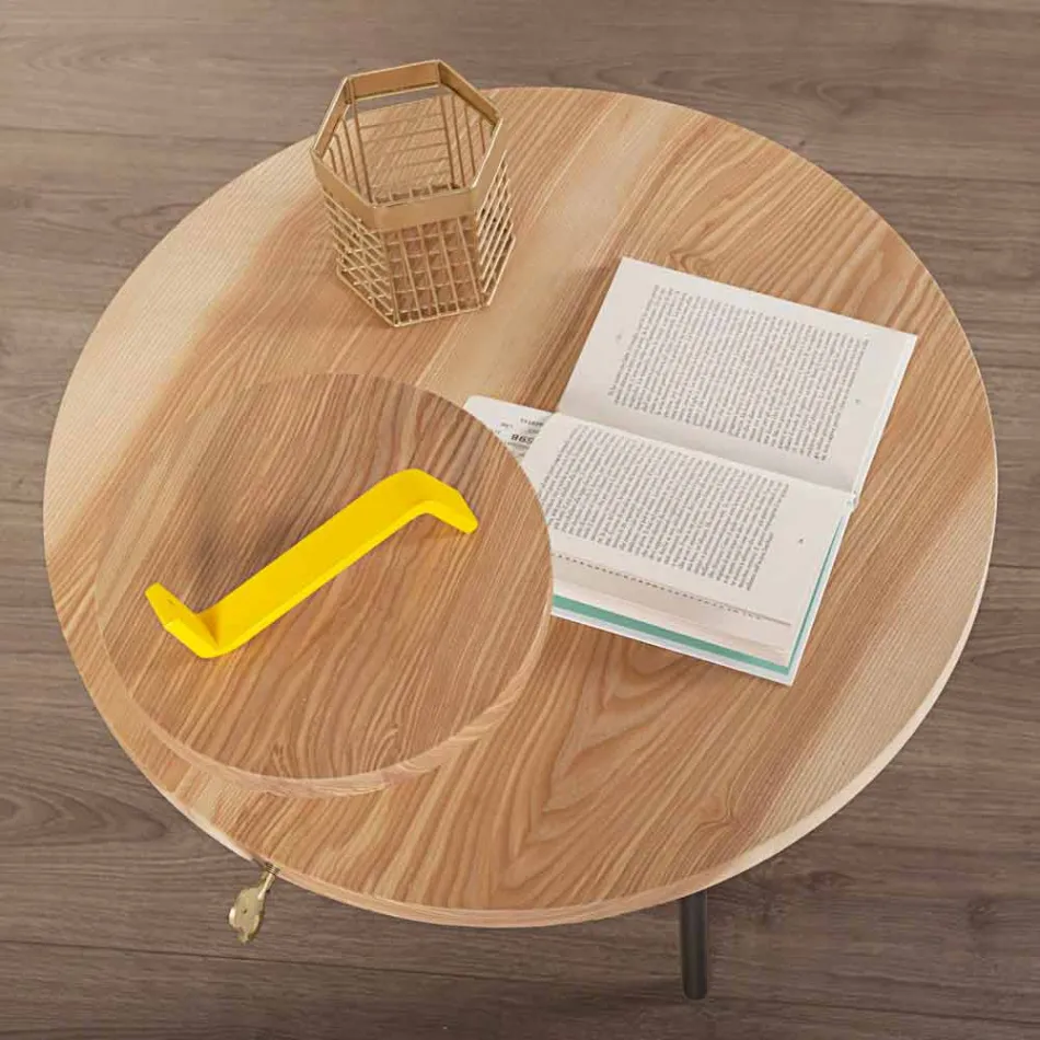 Modern Coffee Table with Round Ash Top Made in Italy - Velino Viadurini