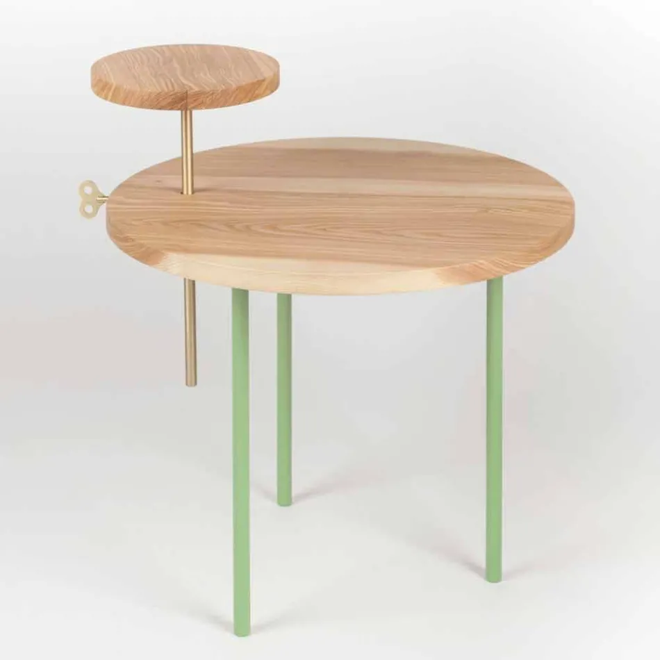 Modern Coffee Table with Round Ash Top Made in Italy - Velino Viadurini