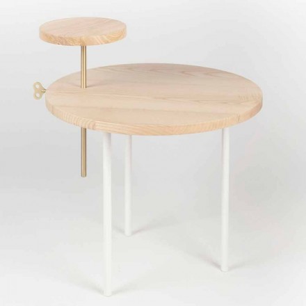 Modern Coffee Table with Round Ash Top Made in Italy - Velino Viadurini