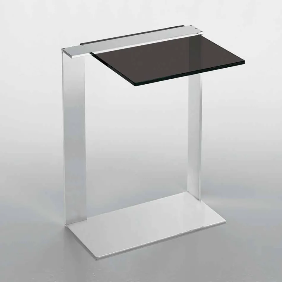 Modern Metal and Smoked or Clear Glass Coffee Table Made in Italy - Teilor Viadurini