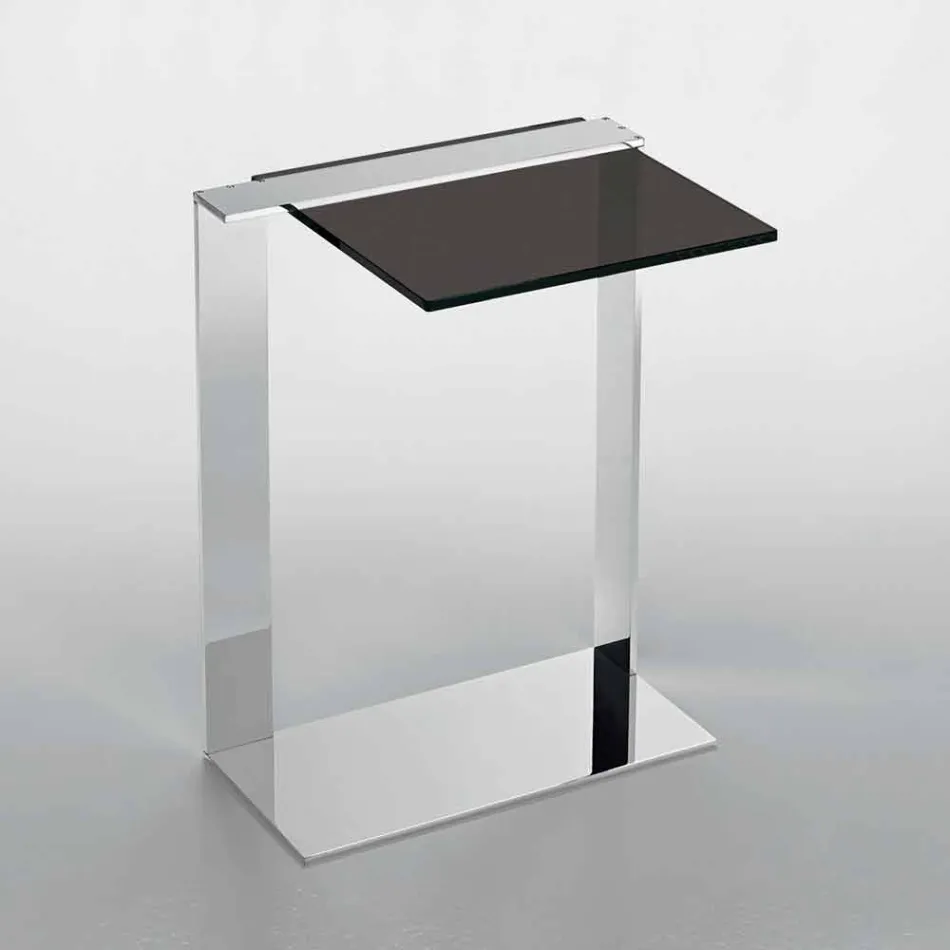 Modern Metal and Smoked or Clear Glass Coffee Table Made in Italy - Teilor Viadurini